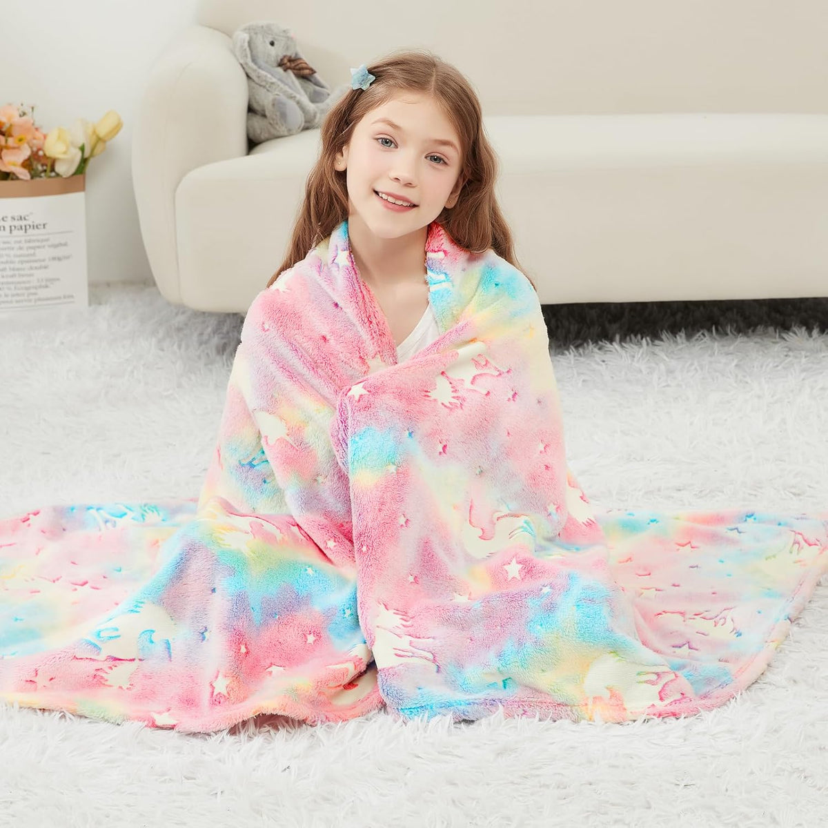 Glow Unicorn Parade Kids Throw Blanket