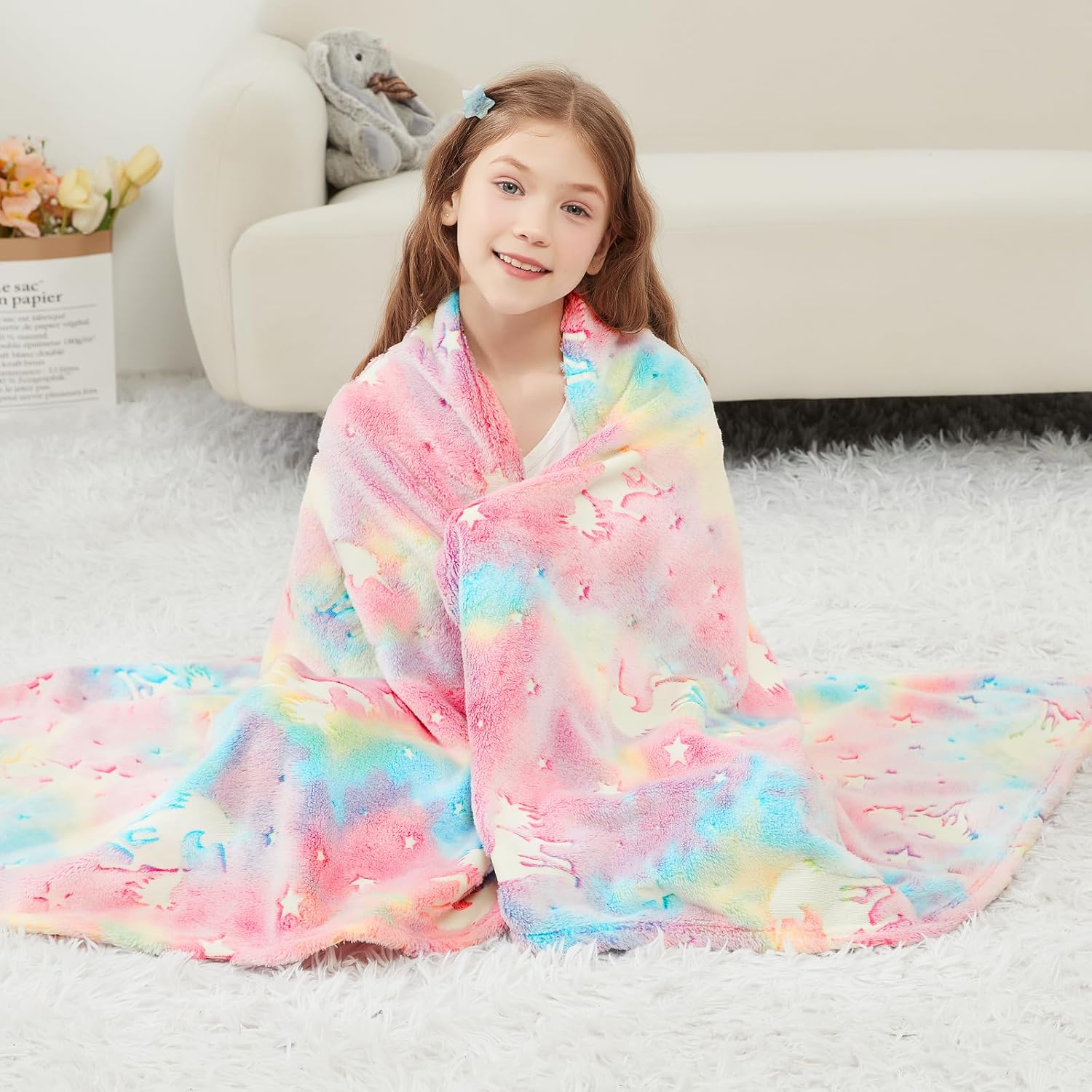 Glow Unicorn Parade Kids Throw Blanket
