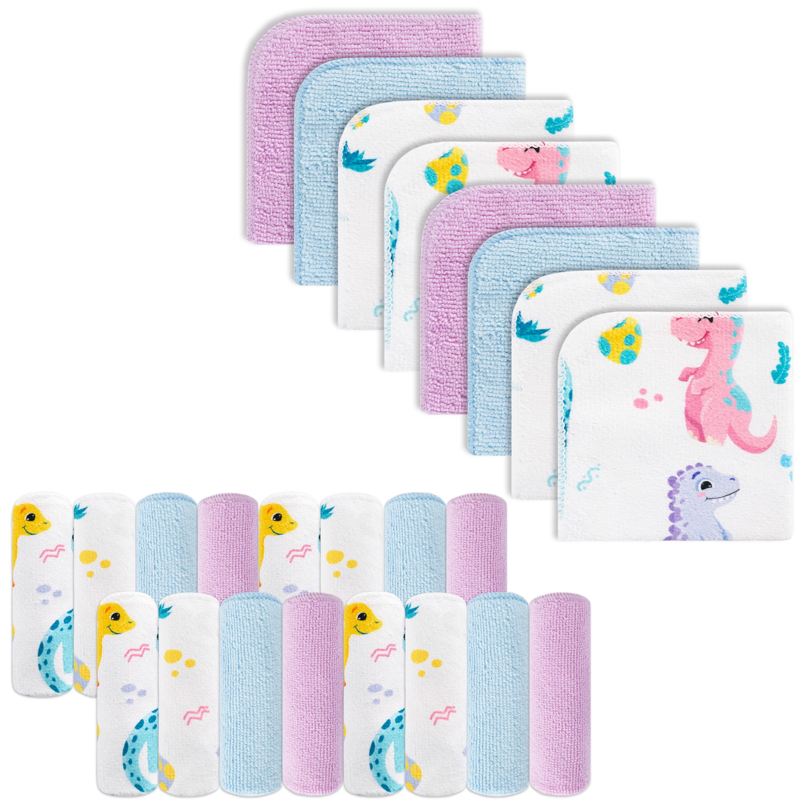 9x9 Purple dinosaur Baby Washcloths