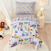 Busy Construction Toddler Comforter Set– 4 Piece