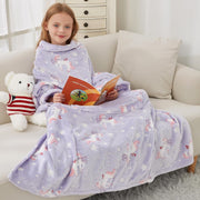 Kids Wearable Fleece Blanket with Sleeves & Foot Pocket for Kids Girls Boys, Lightweight Soft Blanket,Glow in the dark Unicorn