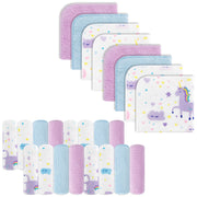 9x9 Purple unicorn Baby Washcloths