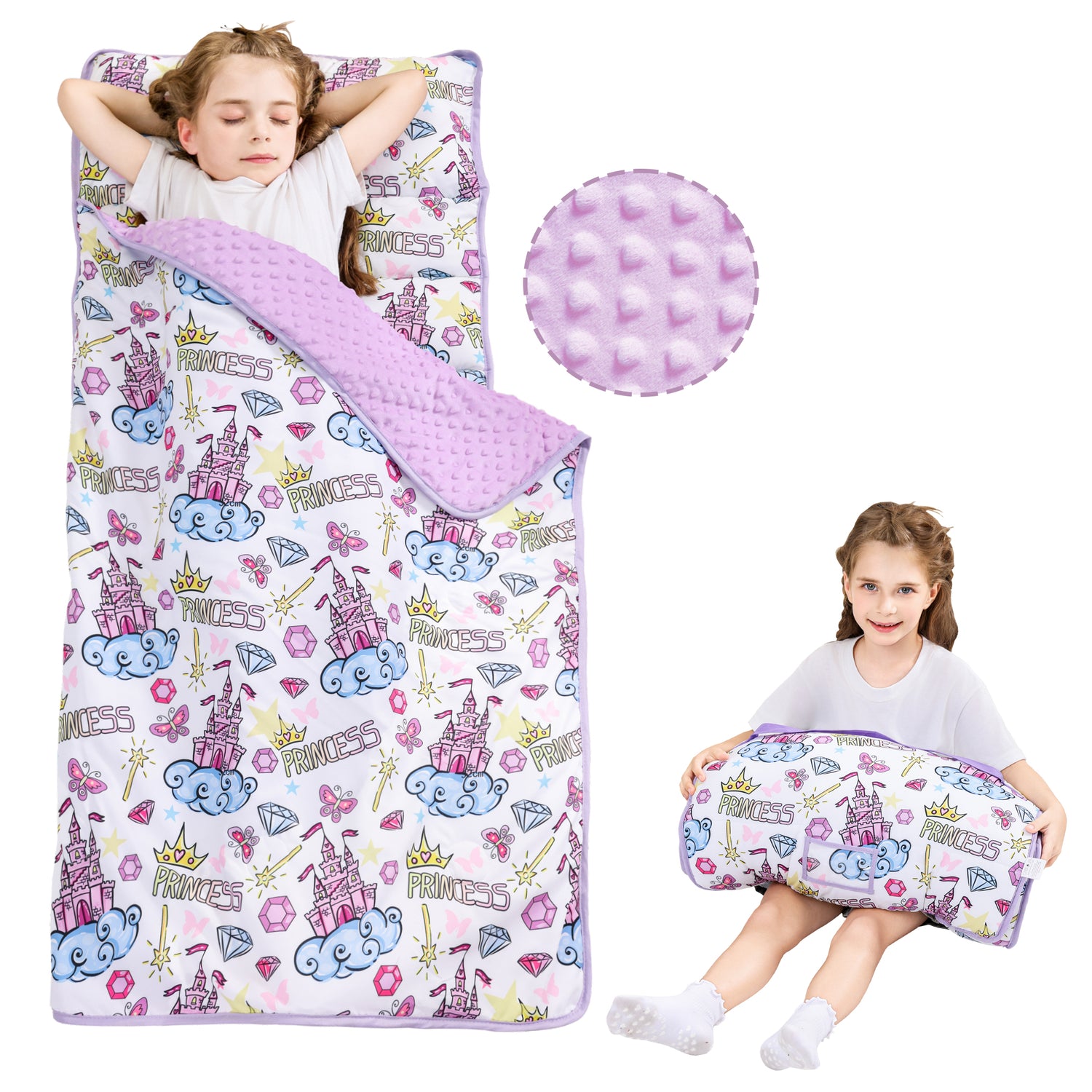 Princess Fantasy Toddler Nap Mat with Pillow and Blanket