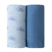 Muslin Swaddle Blankets, Breathable and Skin-Friendly Baby Receiving Blankets, 2-Pack Sun, 47 x 47 inches