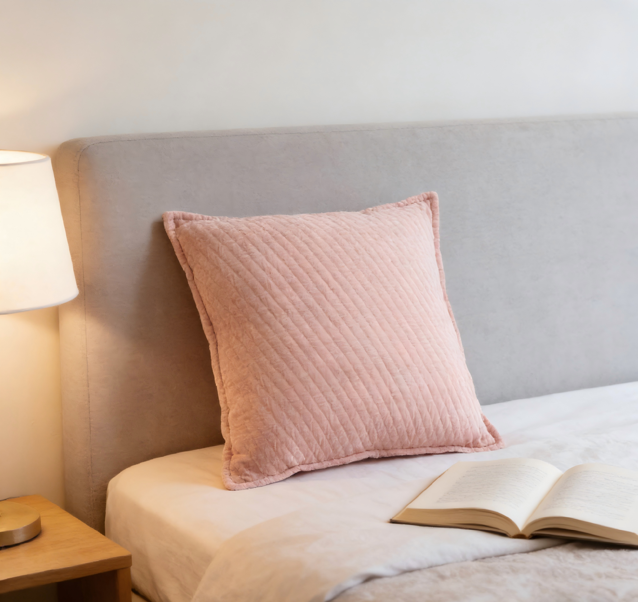 Serene Living Series Blush Quilted Chenille Pillow