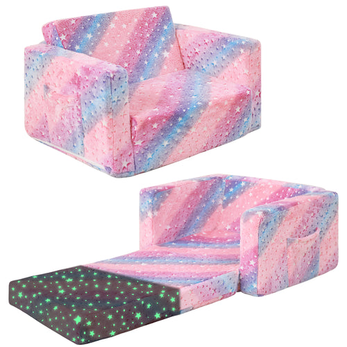 Glow Star 2-in-1 Kids Sofa for Toddler Convertible Sofa to Lounger Bed