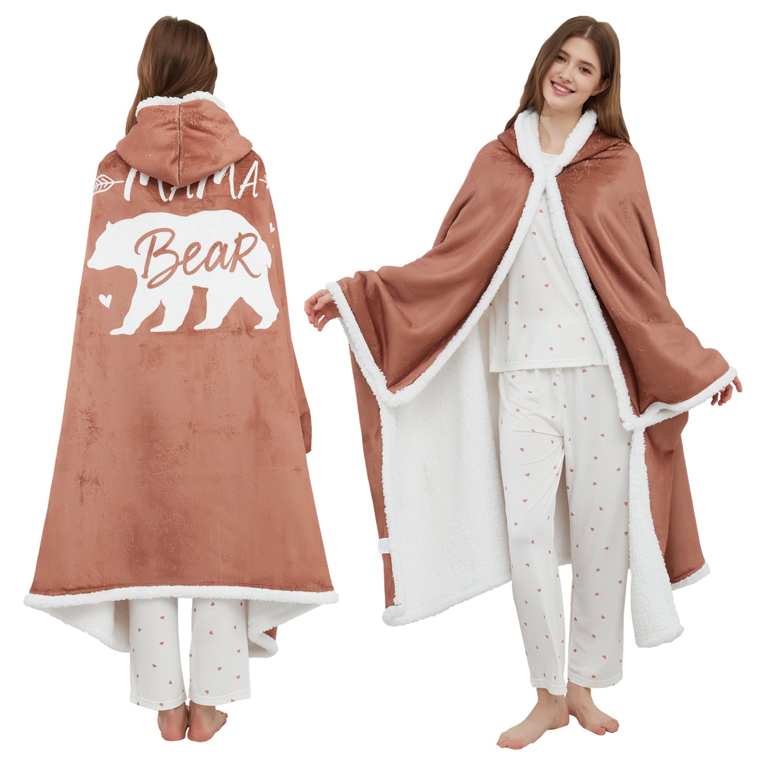 Brown Bear Wearable Blanket Hoodie Mothers Day Birthday Gifts for Wife