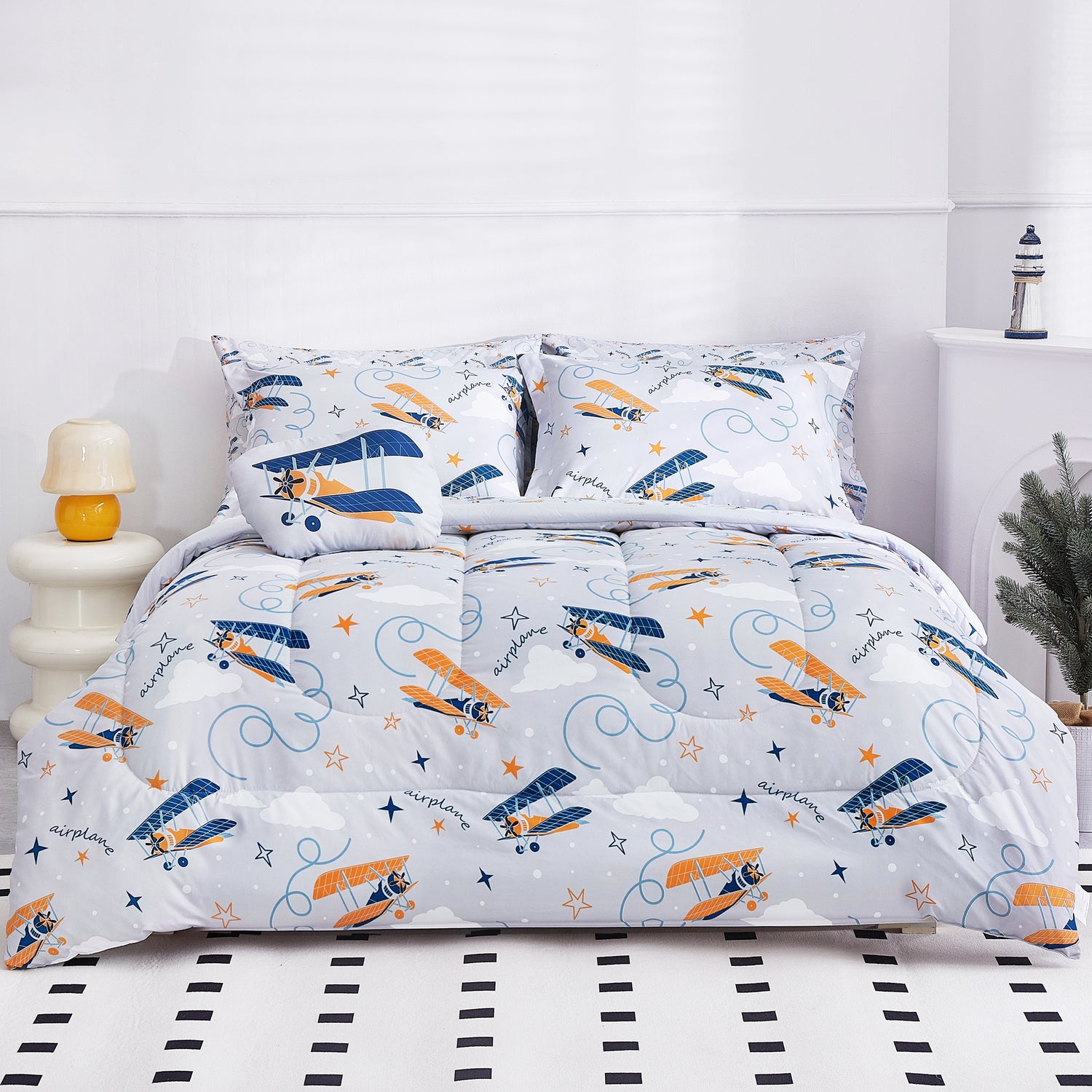 Grey Glider 6/8 Pcs Comforter Sets for Girls Kids
