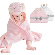 2 Pack Baby Hooded Towels, Premium Soft Cotton Baby Bath Towels with Hood, Extra Thick and Super Absorbent, Essential for Newborns, Infants and Toddlers (Pink Elephant & White Unicorn)