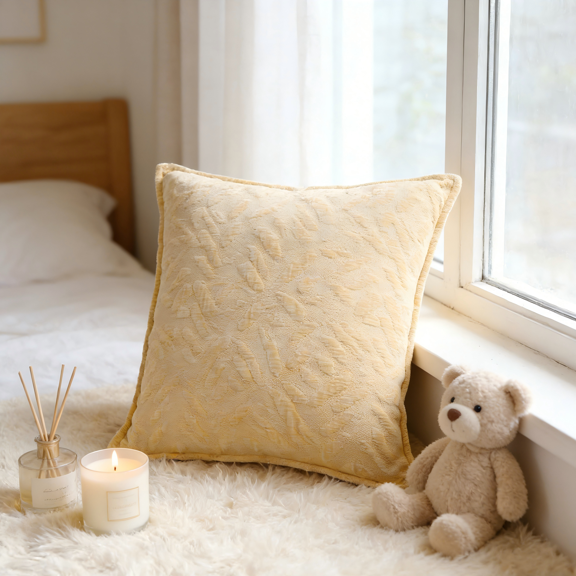 Pastel Soft Series Solid Jacquard Chenille Pillow
