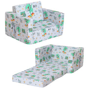 Gray Dinosaur 2-in-1 Kids Sofa for Toddler Convertible Sofa to Lounger