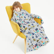 Truck Kids Snuggies Wearable Fleece Blanket with Sleeves & Foot Pocket for Kids Boys Girls,Lightweight Soft Blanket with Hook & Loop 48" x 48"