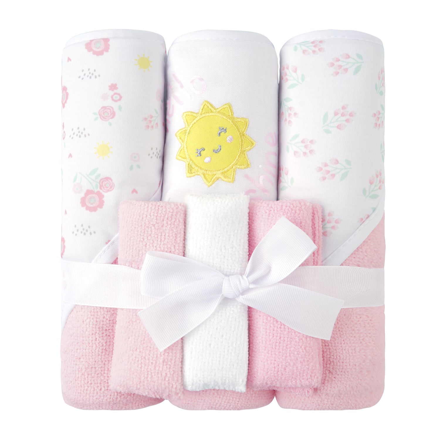 Sunshine Baby Towels and Baby Wash Cloths Set 6-Pack Size 28 x 28 Inch