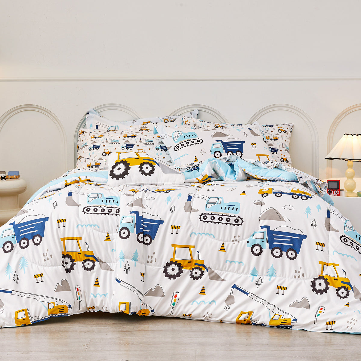 Construction Truck Bedding Set for Kids– 6 or 8 Piece Options