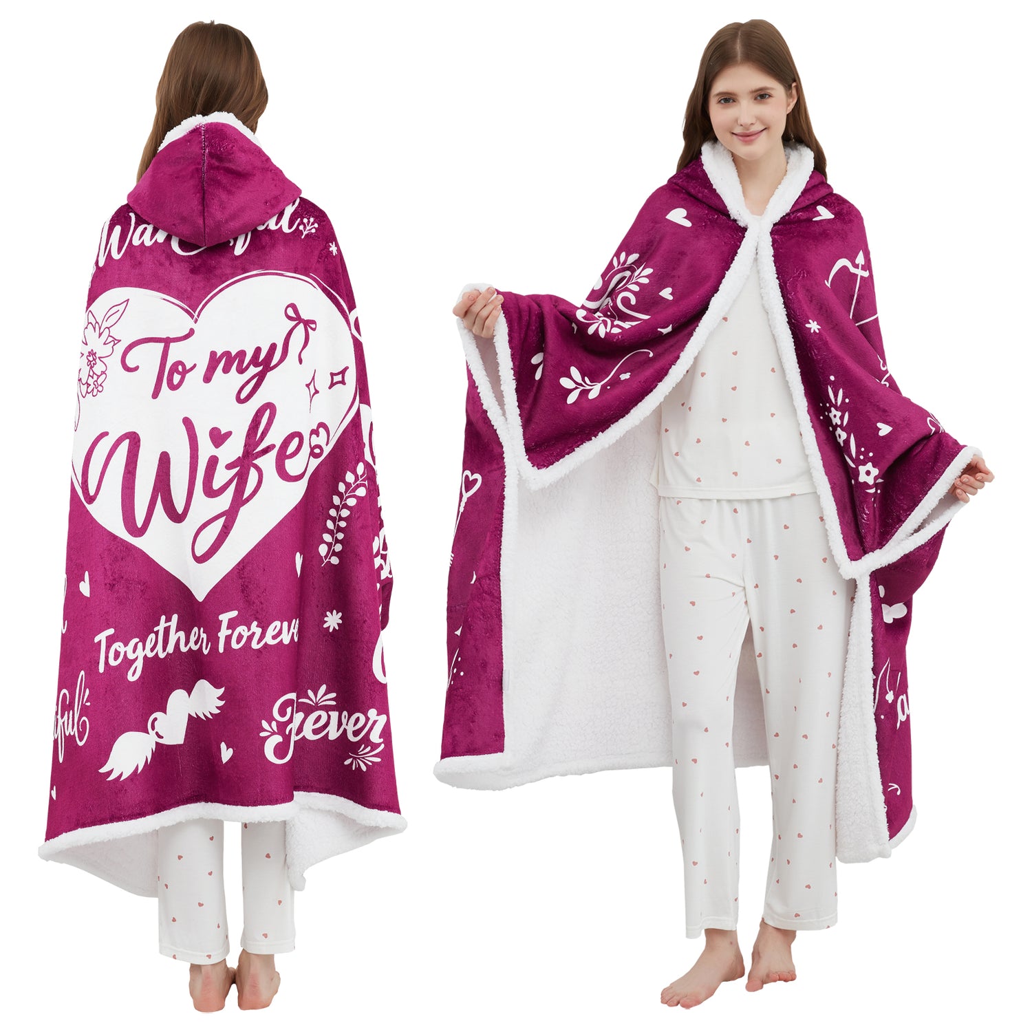 To My Wife Wearable Blanket Hoodie Mothers Day Birthday Gifts for Wife