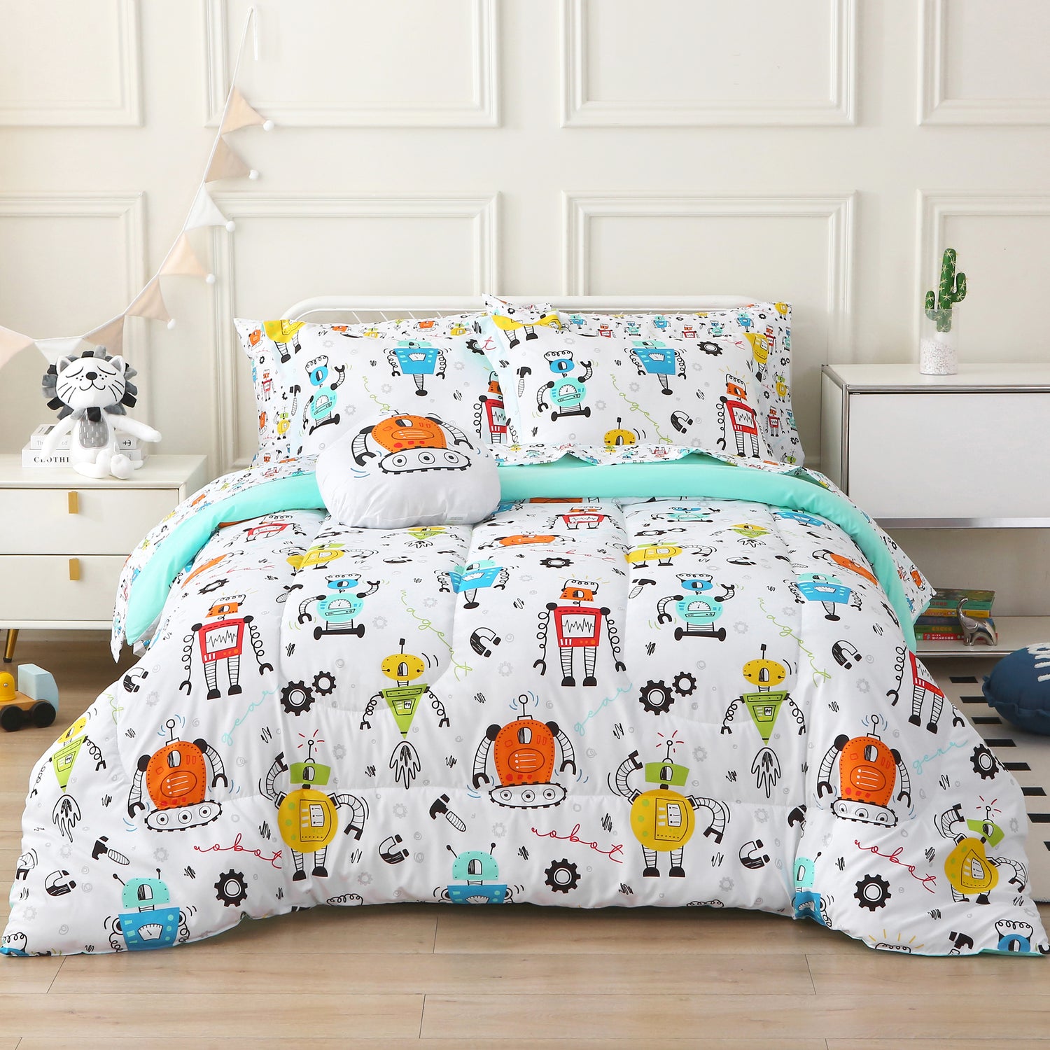 Gear Robot 6/8 Pcs Comforter Sets for Girls Kids