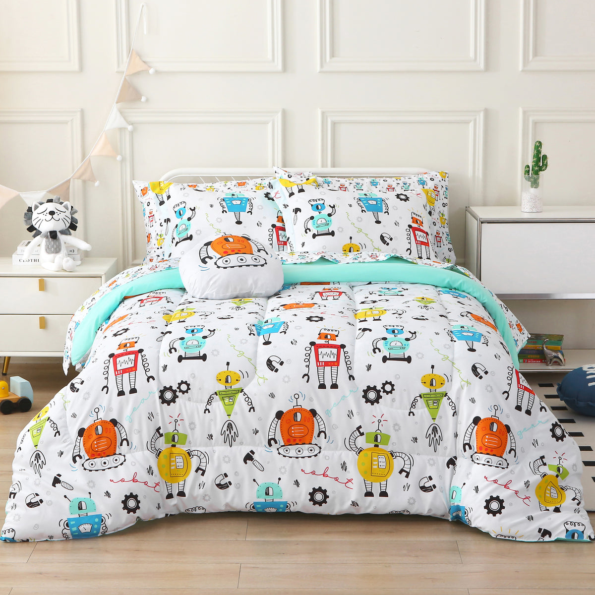 Gear Robot Comforter Sets for Kids– 6 or 8 Piece Options