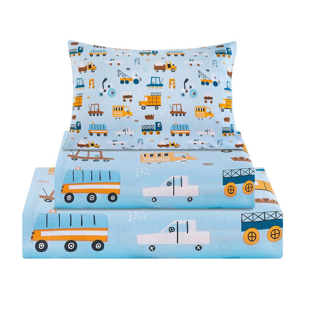 Blue Truck Kids Bed Sheet Set Deep Pocket Double Brushed Microfiber