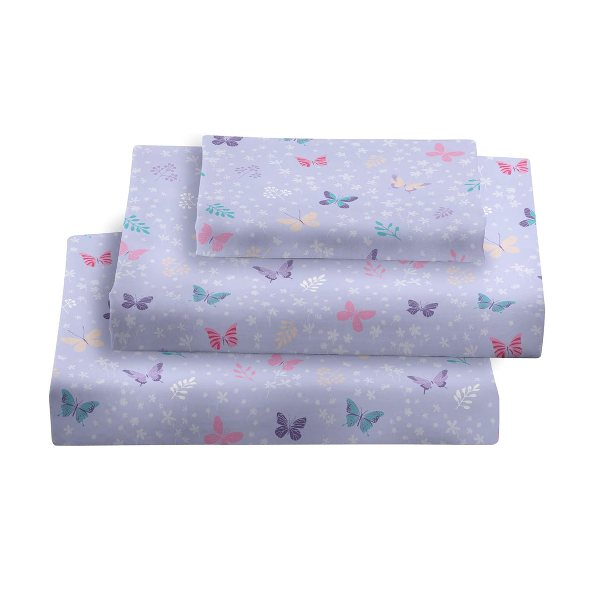 Butterfly Floral Kids Bed Sheet Set Deep Pocket Double Brushed Microfiber