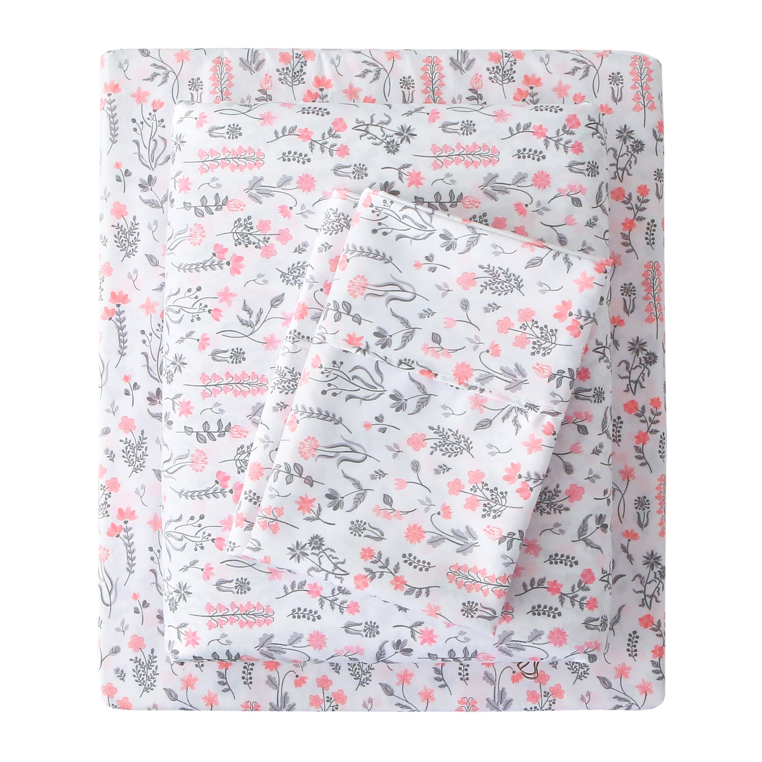 4 Piece Vintage Cute Red Flower Patterned Bed Sheets Set