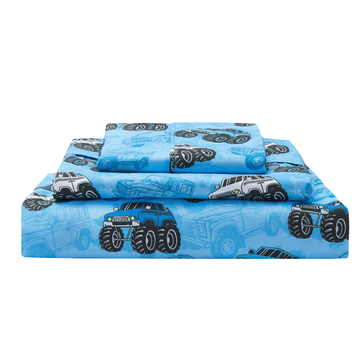 Truck-tastic Adventure Kids Bed Sheet Set Deep Pocket Double Brushed Microfiber