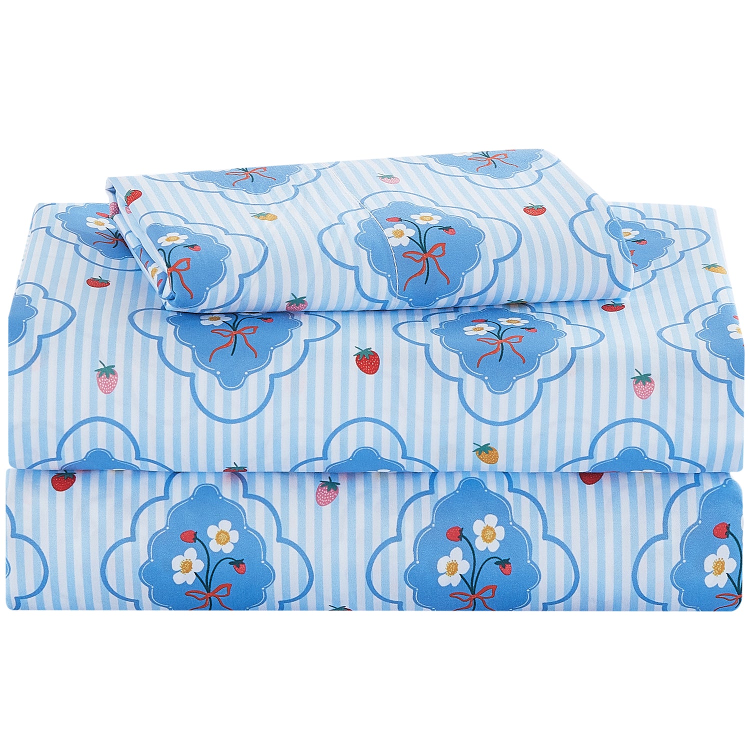 Striped Flower Kids Bed Sheet Set