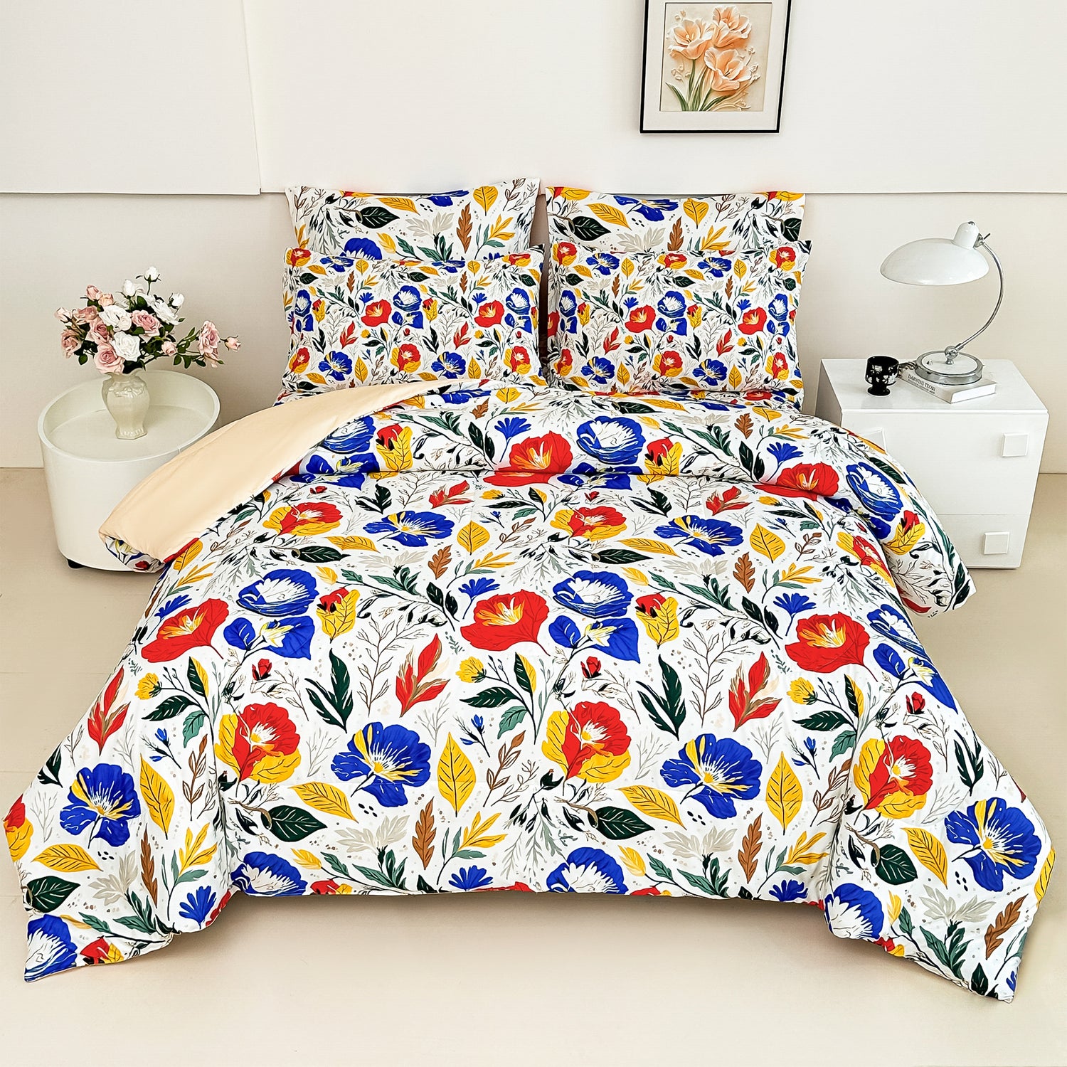 Vibrant Floral Symphony Comforter Set 7 Pieces