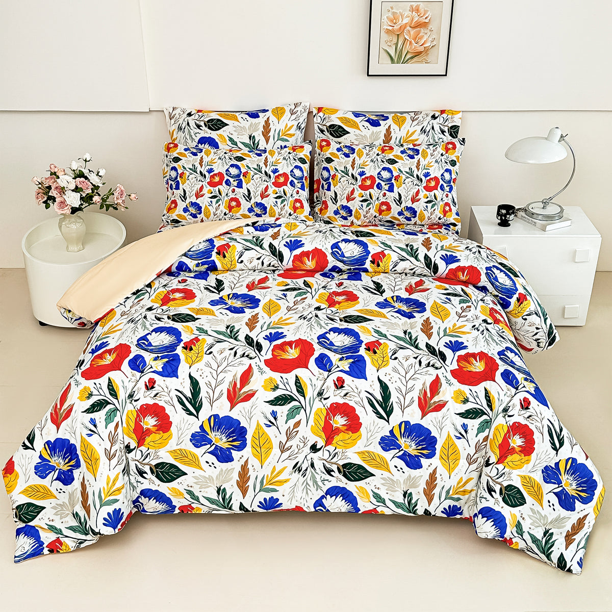 Vibrant Floral Symphony Comforter Set 7 Pieces