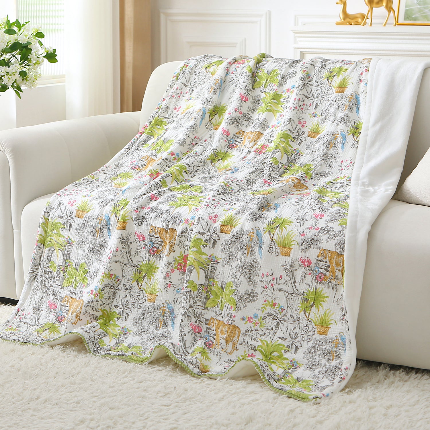 Tiger Yanina Throw Blanket Reversible Muslin Blankets 50x70 inch