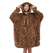 Leopard Blanket Hoodie Oversized Super Soft Warm Giant Pullover with Large Front Pocket,Gifts for Women Men Teenagers