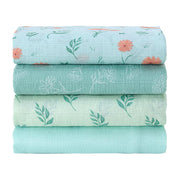 Muslin Swaddle Blankets, Breathable and Skin-Friendly Baby Receiving Blankets, 4-Pack Plants, 47 x 47 inches