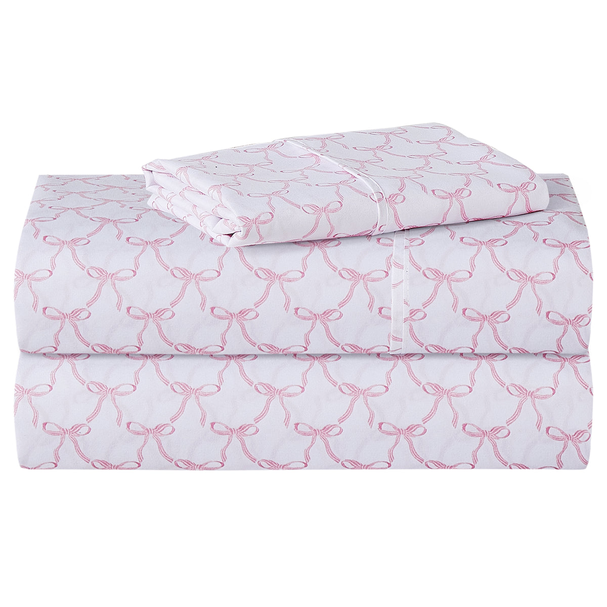 Bow Pop Playtime Kids Bed Sheet Set Deep Pocket Double Brushed Microfiber
