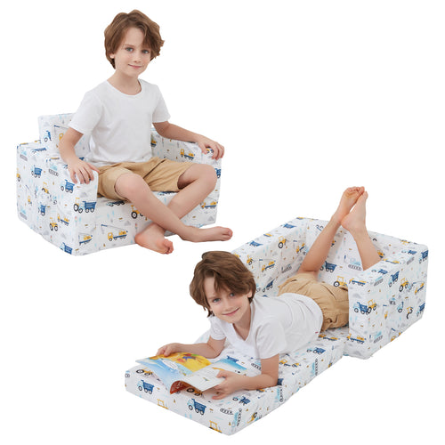 Blue Whale 2-in-1 Soft Toddler Couch Fold Out
