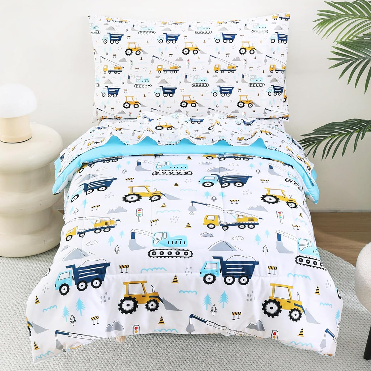 Construction Truck Toddler comforter Set– 4 Piece