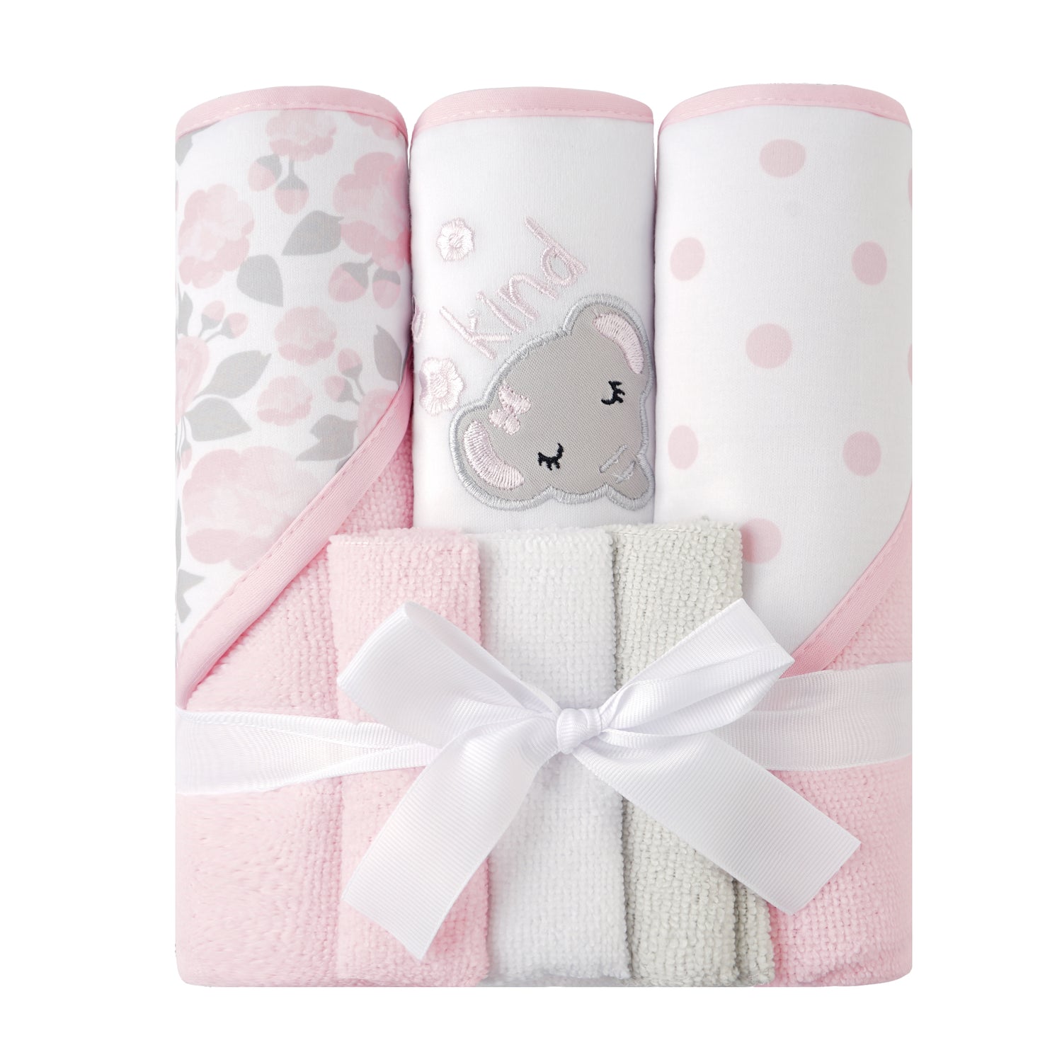 Elephant Flower Baby Towels and Baby Wash Cloths Set 6-Pack Size 28 x 28 Inch