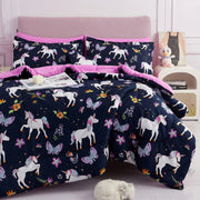 Purple Pink Unicorn Kids Comforter Sets– 6 or 8 Piece Options