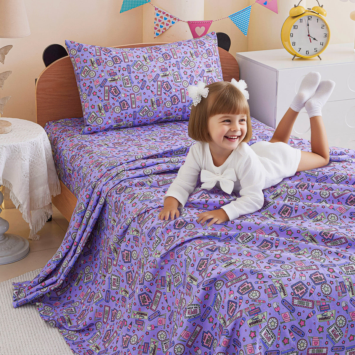Cool Girl Kids Microfiber Bed Sheet Set Deep Pocket Soft & Breathable