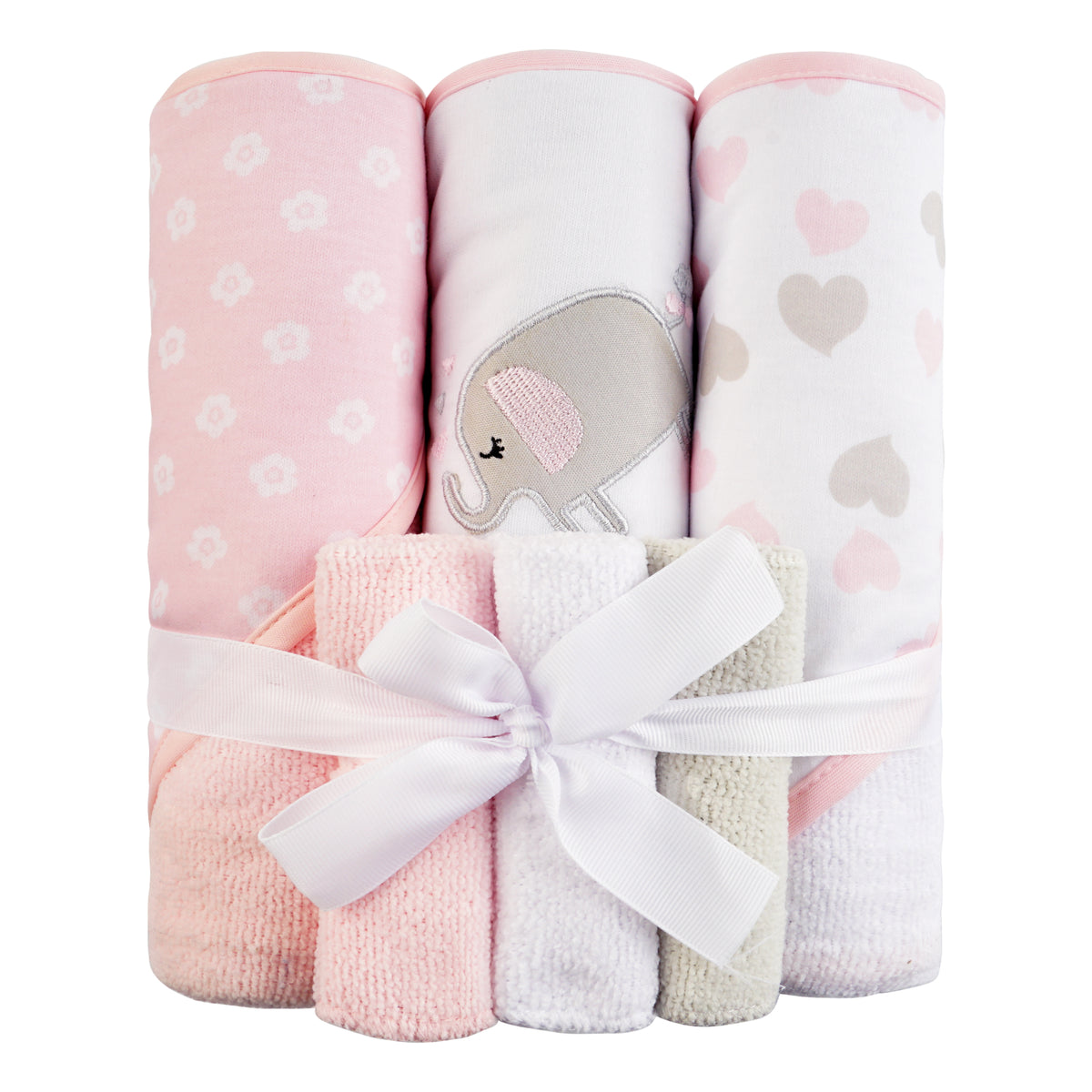 Elephant Heart Baby Towels and Baby Wash Cloths Set 6-Pack Size 28 x 28 Inch