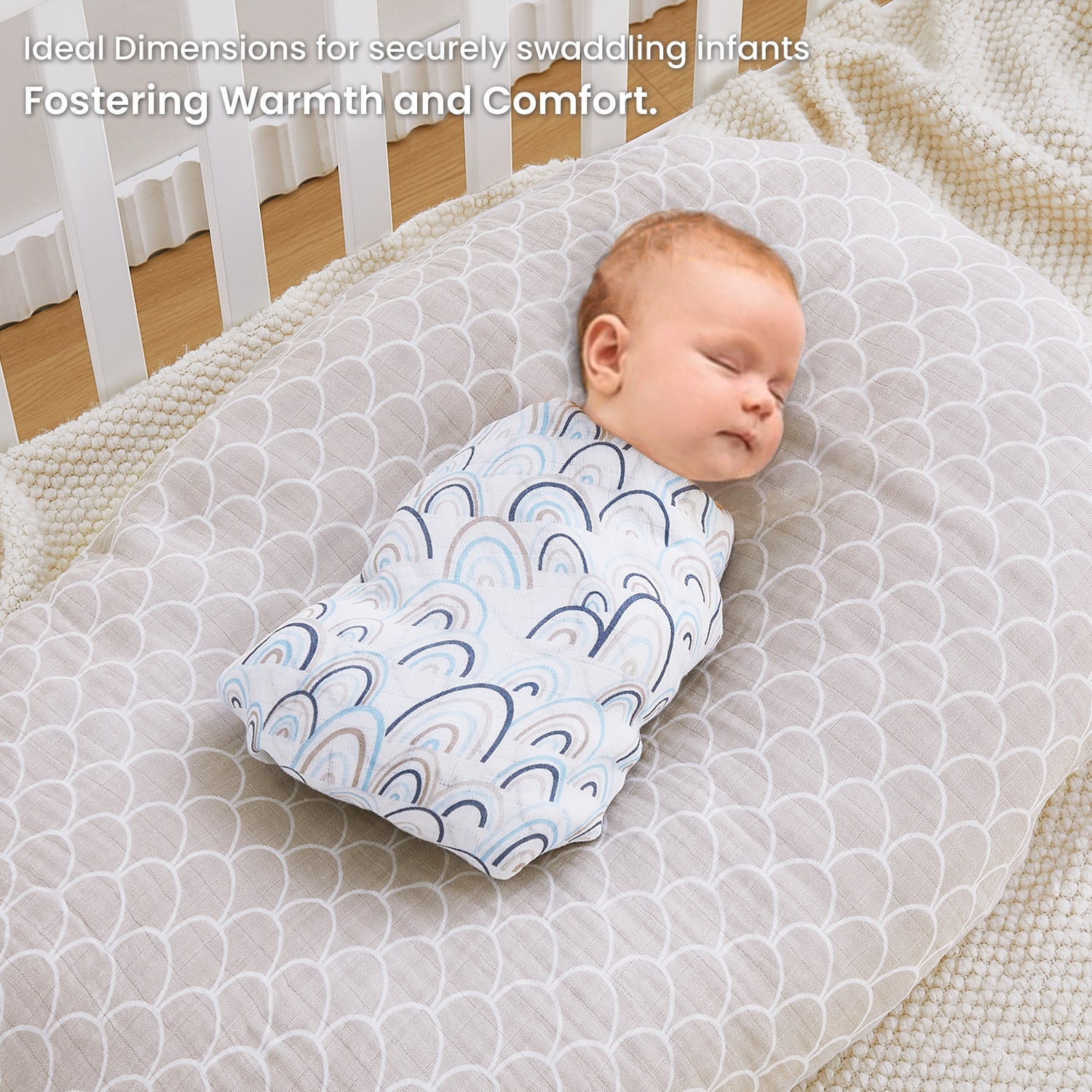 Blue Rainbow and Five-Pointed Star Muslin Swaddle Blankets for Baby Girls & Boys Gift