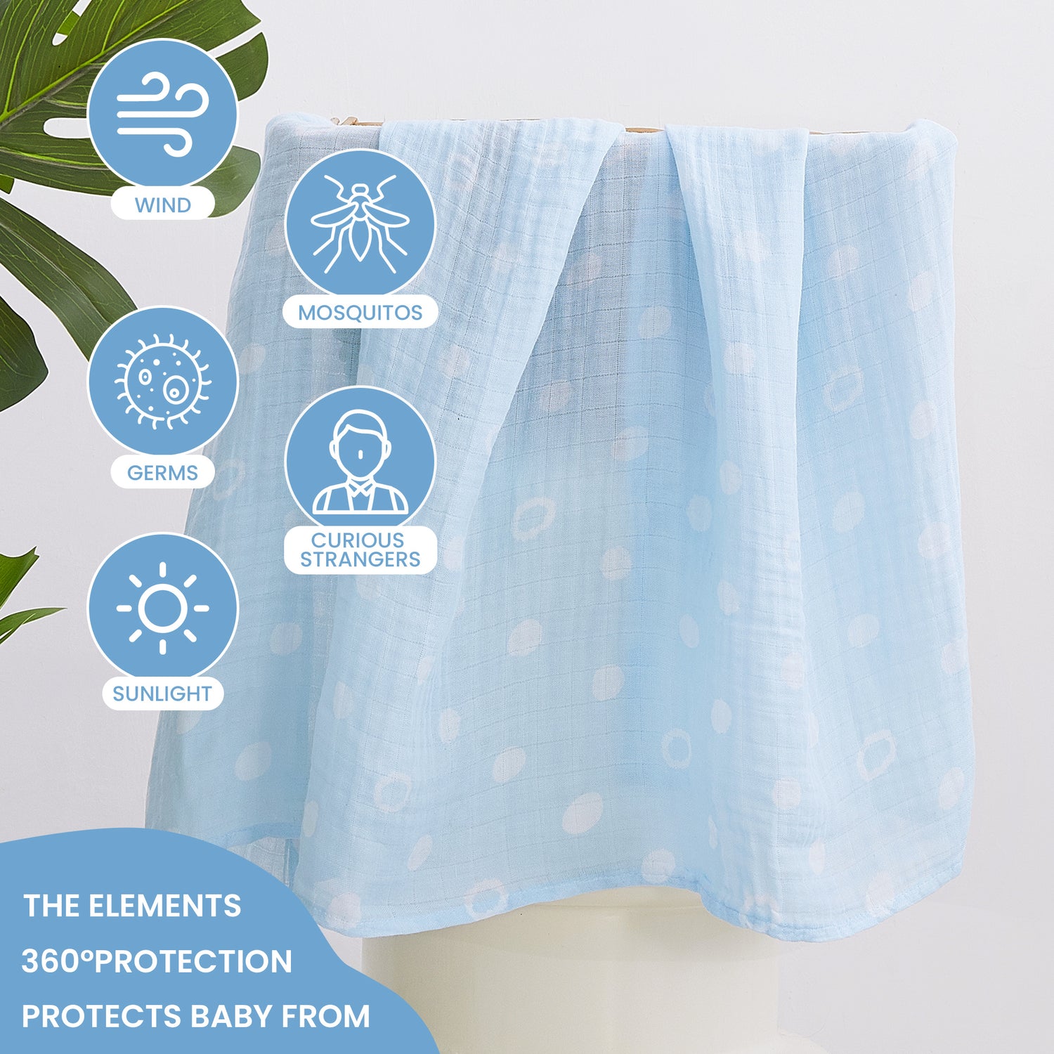 Blue Rainbow and Five-Pointed Star Muslin Swaddle Blankets for Baby Girls & Boys Gift