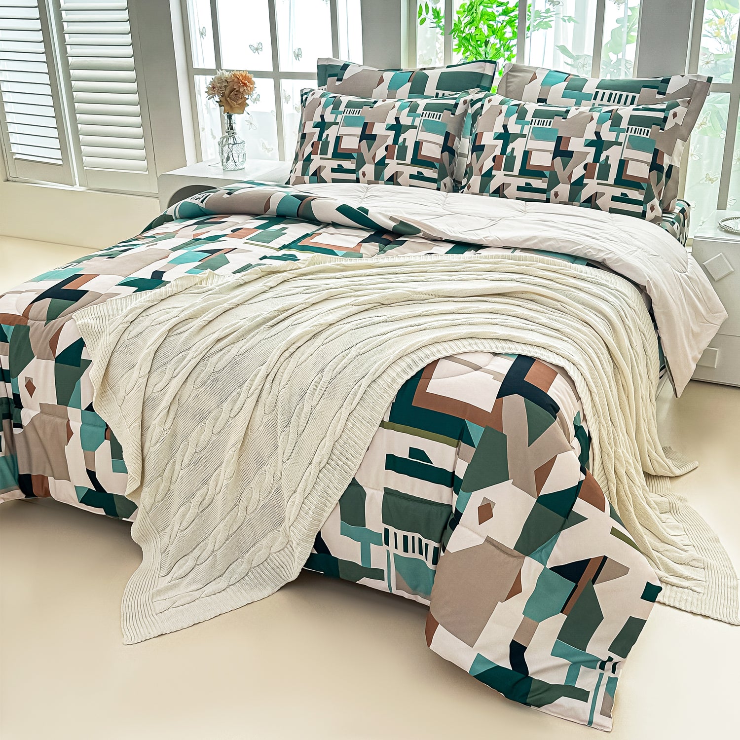 Geometric Oasis Comforter Set 7 Pieces