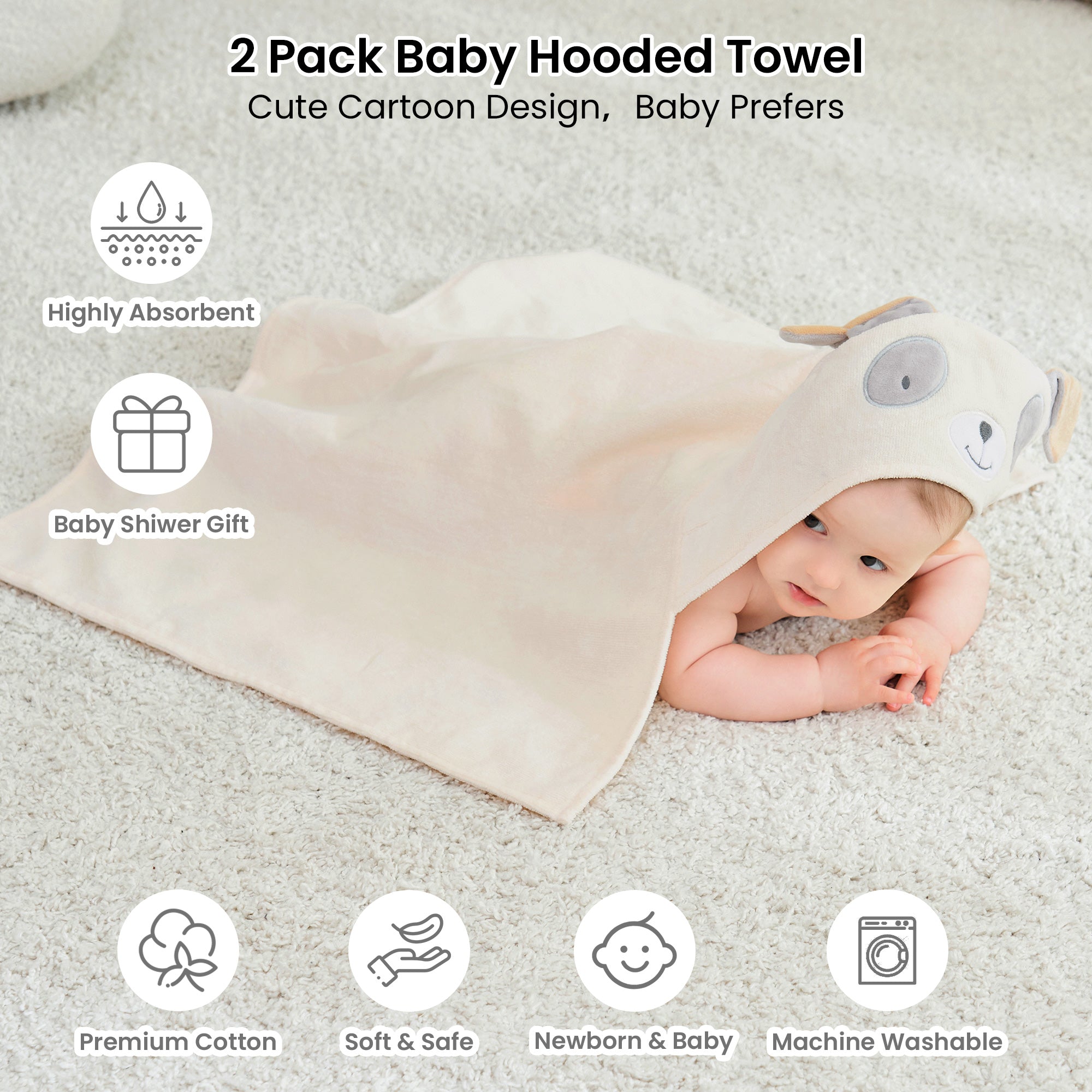 Puppy & Unicorn Baby Towels with Hood