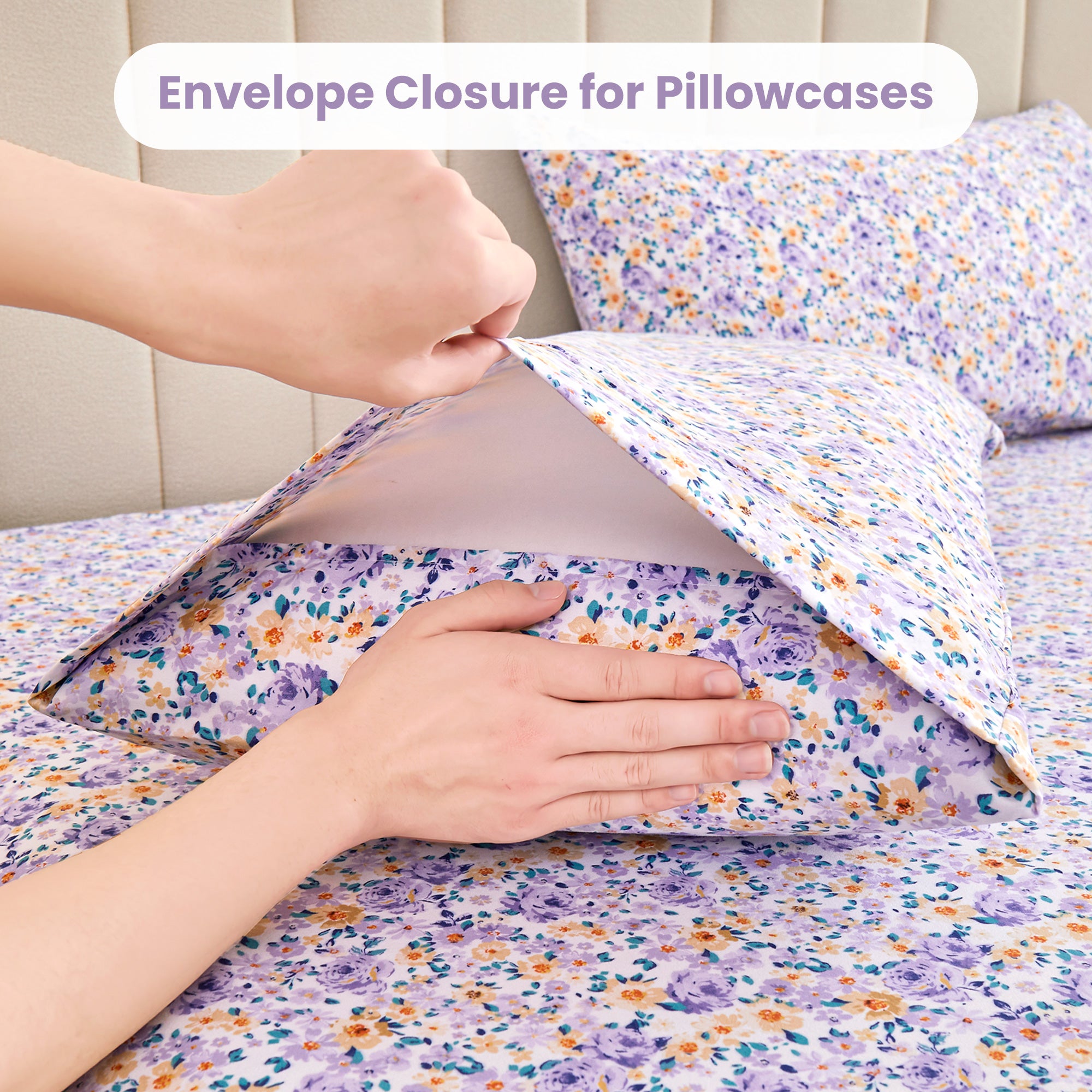 Purple Yellow Flower Bed Sheets Set