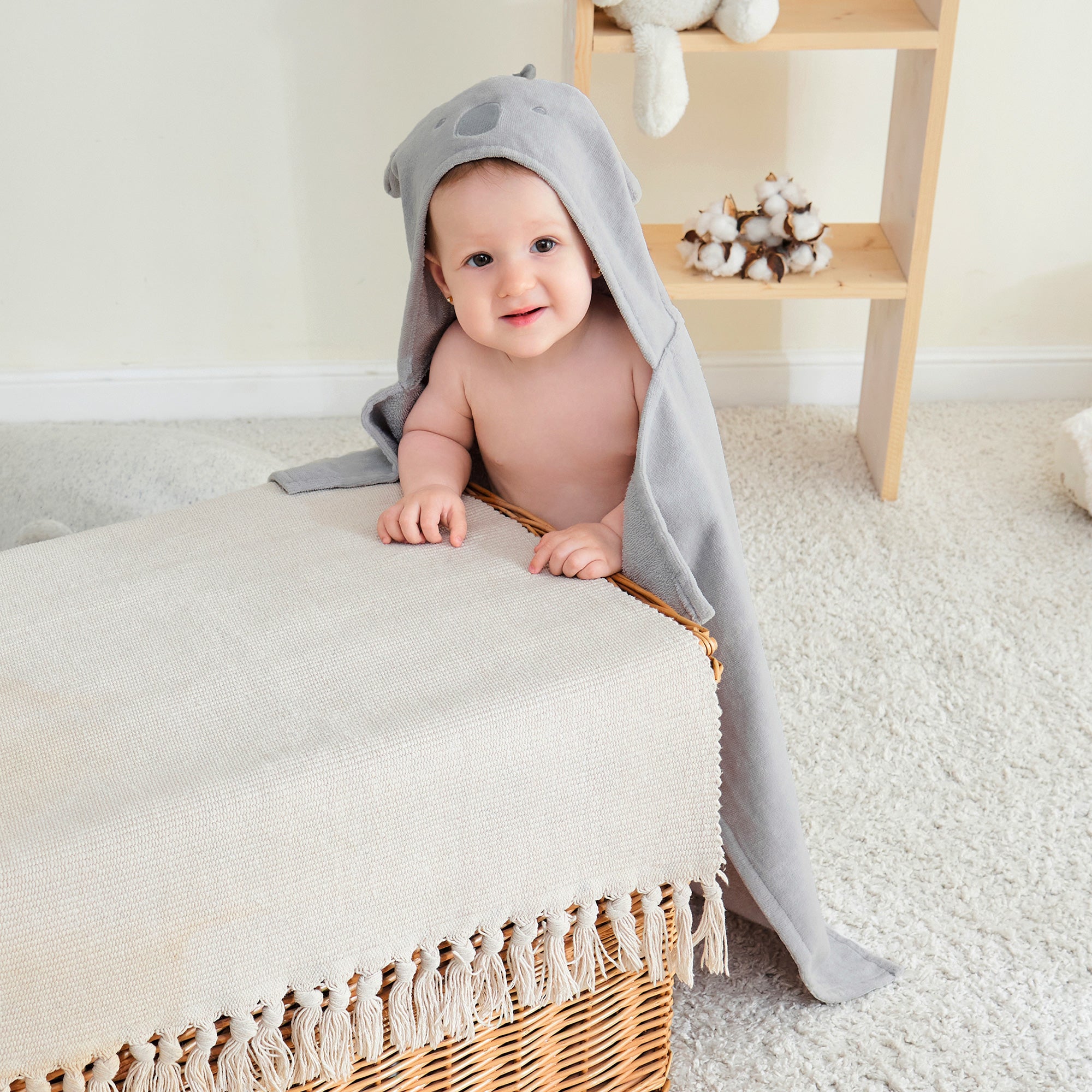 Puppy & Elephant Baby Towels with Hood