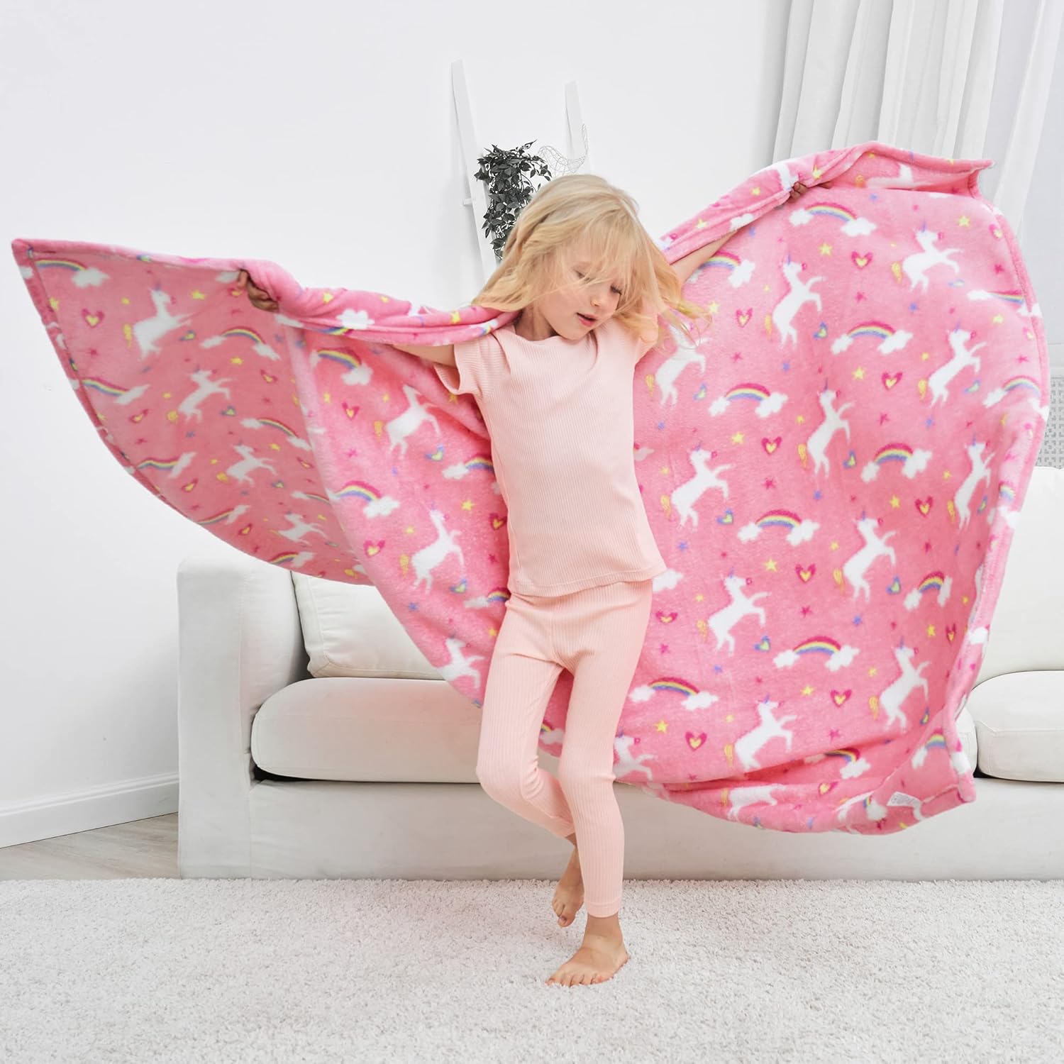 Unicorn Kids Throw Blanket for Boys and Girls Soft Cozy Flannel
