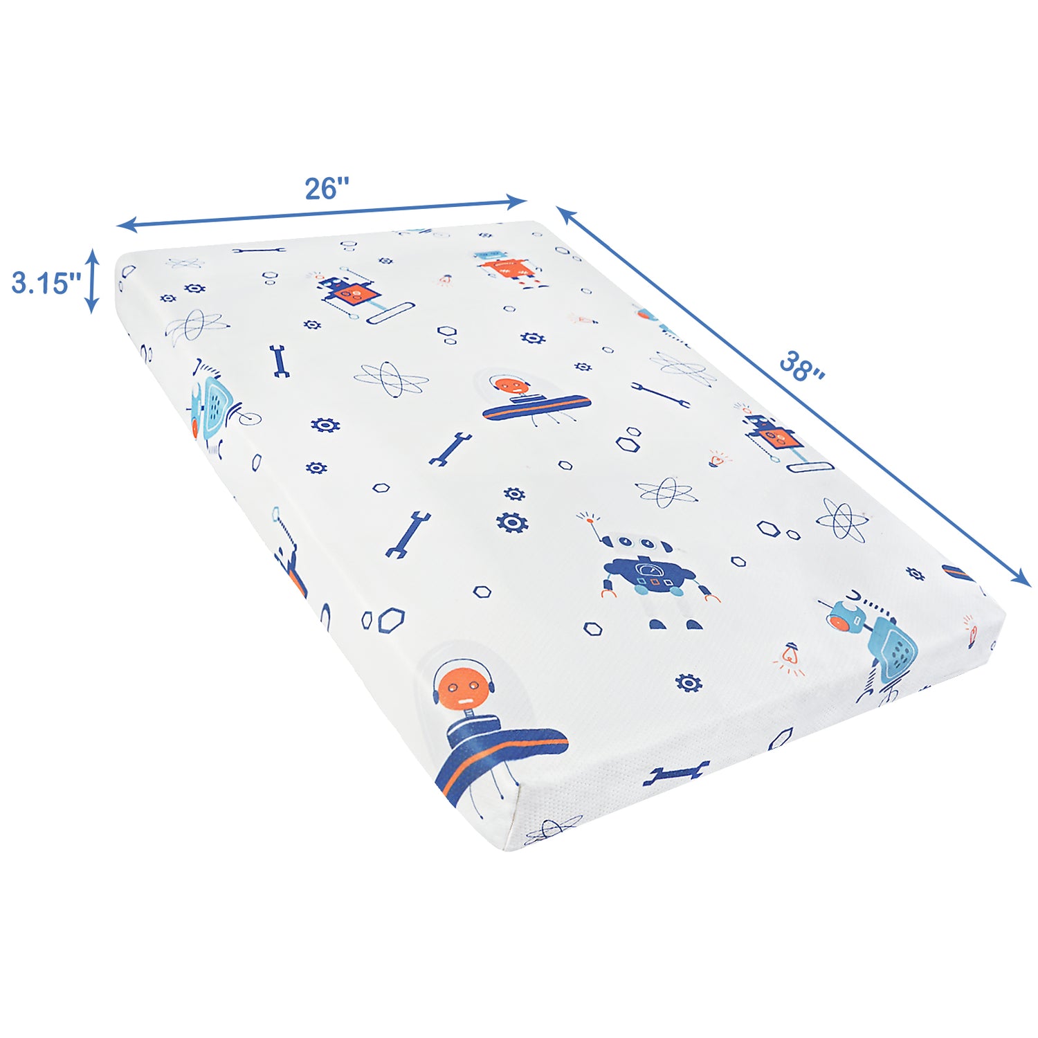 Robot Pack and Play Mattress 38" x 26"