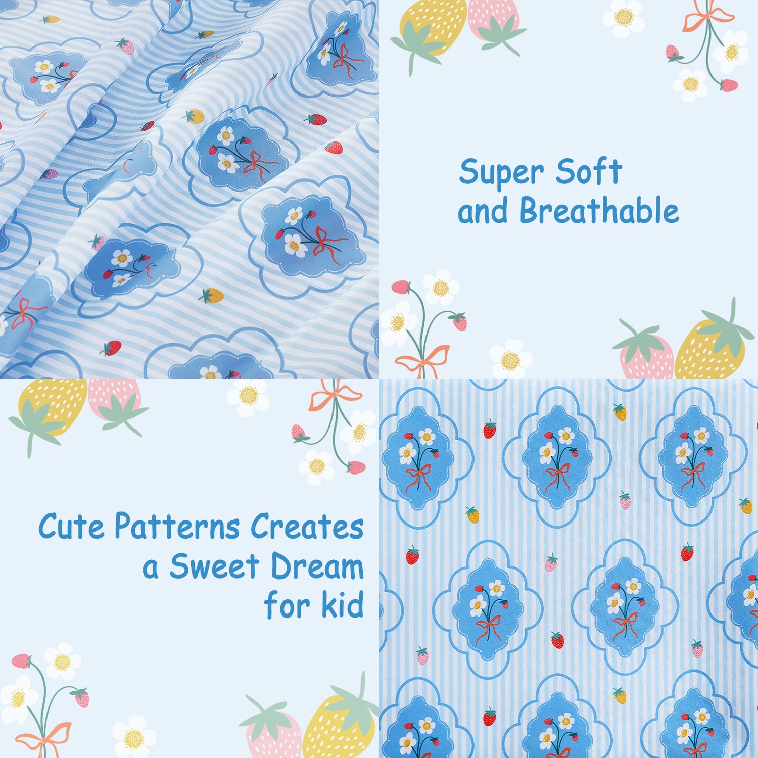 Striped Flower Kids Bed Sheet Set