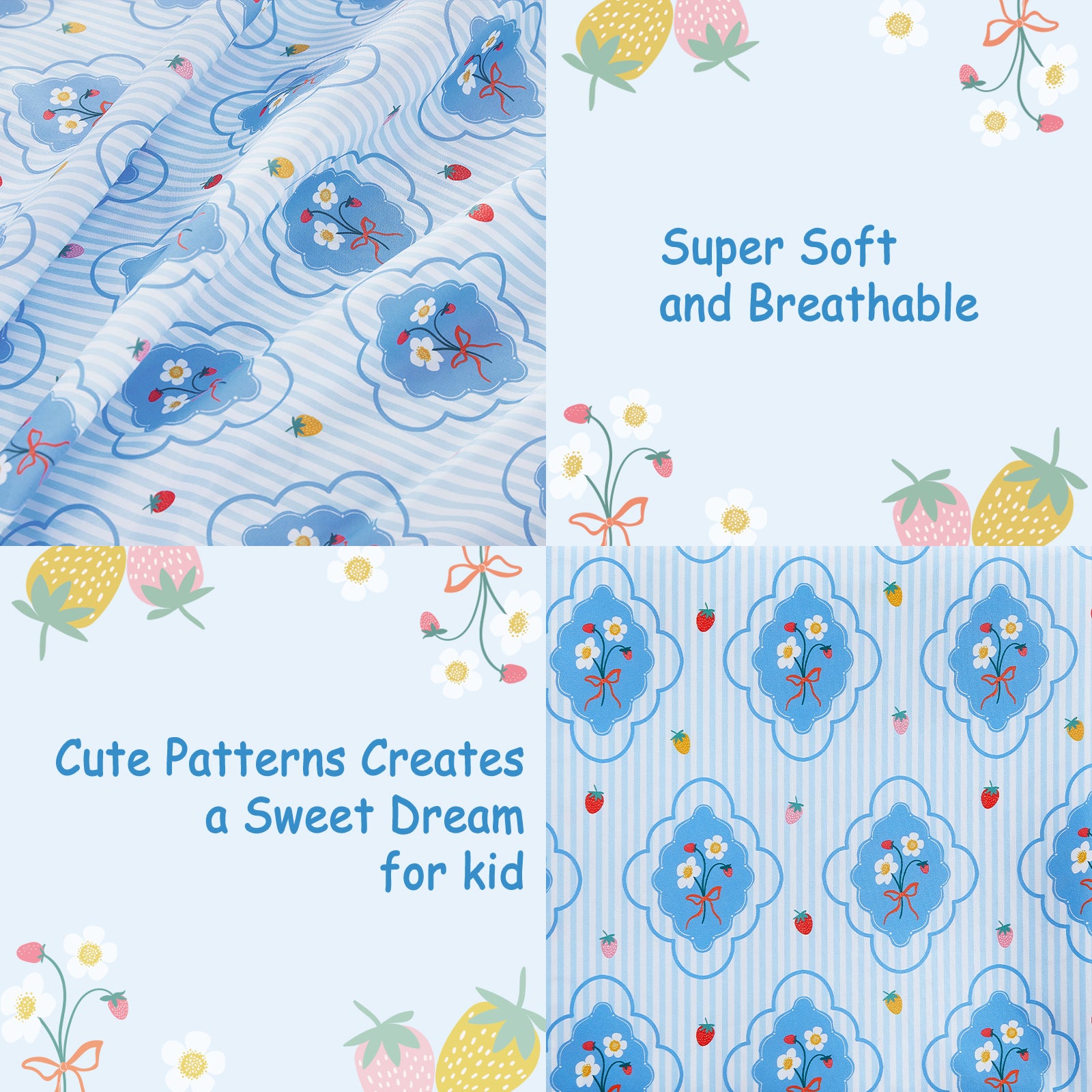 Striped Flower Kids Bed Sheet Set