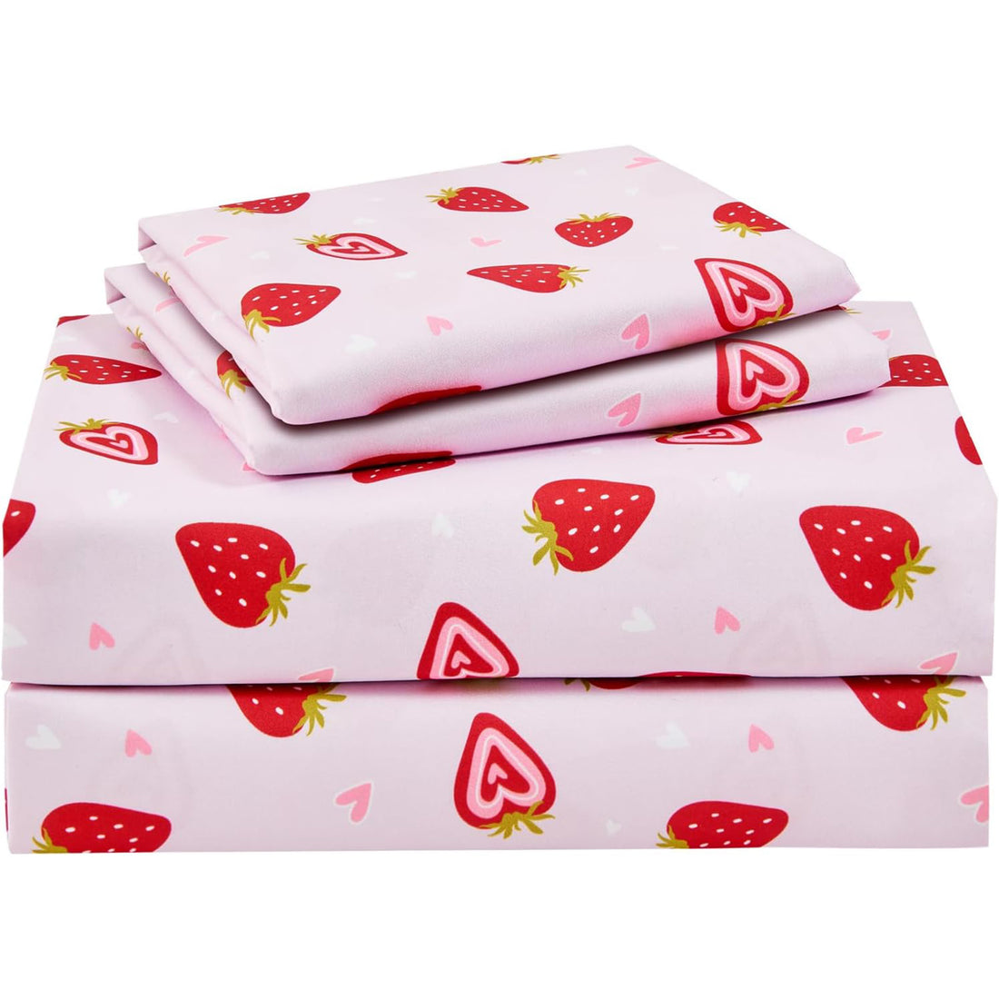 Dreamy Strawberry Kids Bed Sheet Set Deep Pocket Double Brushed Microfiber