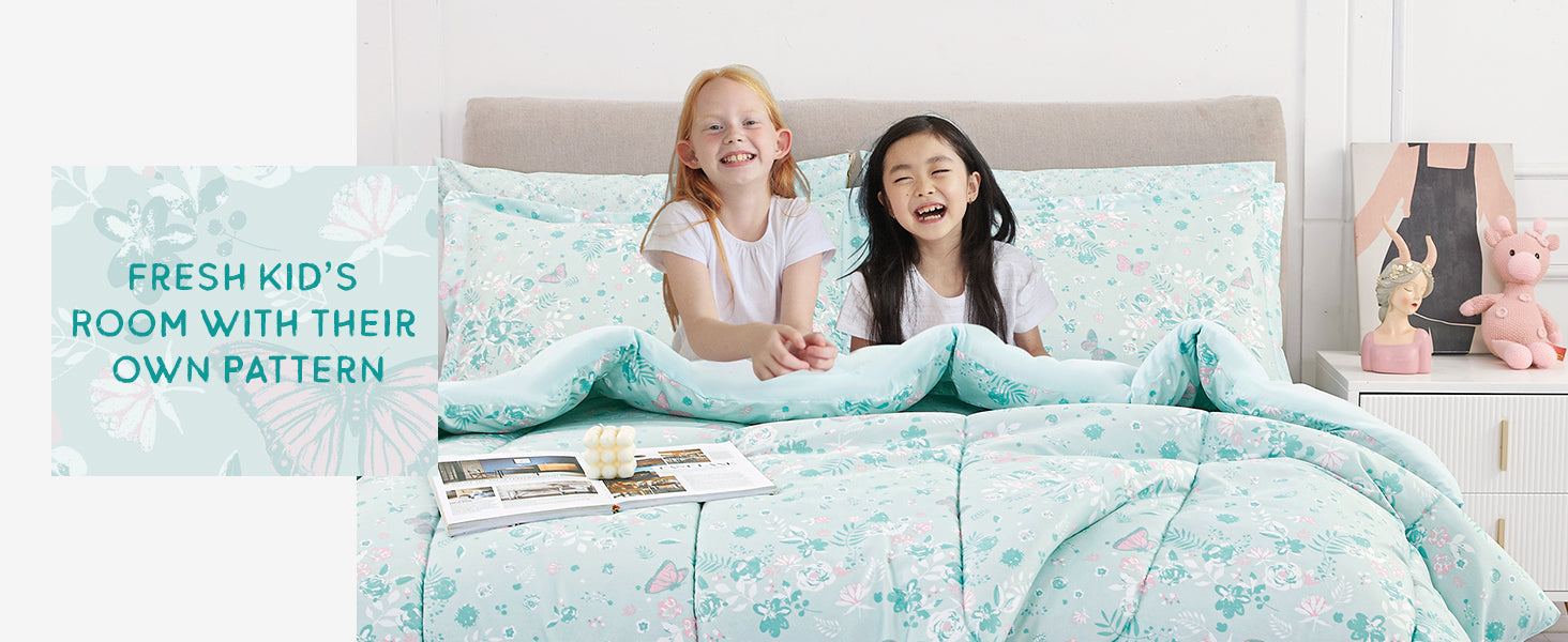 Fairy Tale Floral-Butterfly Bedding Set for Kids-5 or 7 Piece Options